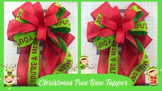 EASY LARGE CHRISTMAS TREE BOW TOPPER TUTORIAL 🎄USING 3 DIFFERENT SIZE RIBBONS NEW [upl. by Smitt561]