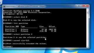 Extend a Windows 7 Partition using both Diskpart and Disk Management [upl. by Floeter761]