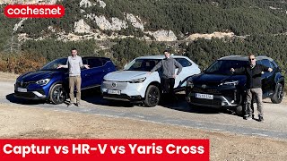 Comparativo SUV híbridos  Honda HRV Renault Captur Toyota Yaris Cross  en español  cochesnet [upl. by Ericka]