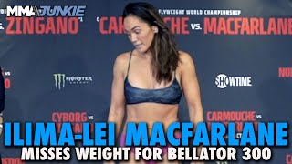 IlimaLei Macfarlane MISSES WEIGHT vs Liz Carmouche Bellator 300 Down to Two Title Fights [upl. by Attenev]