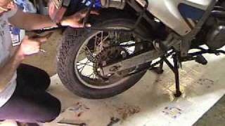 Technical Demo on BMW F650  Rear Wheel Removal [upl. by Trumaine736]