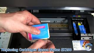 How to Change Ink Cartridges with a Epson Stylus SX200 [upl. by Nylazor]