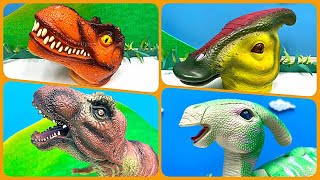 Tyrannosaurus Head VS Parasaurolophus Head  Dinosaur Hunter Fun Video 티라노사우루스 파라사우롤로푸스 공룡 사냥꾼 [upl. by Atnahsal622]