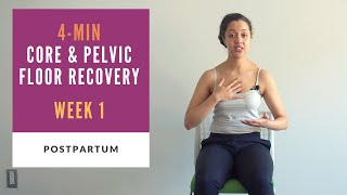 Week 1 Postpartum  4min Core And Pelvic Floor Recovery Routine [upl. by Izaak]