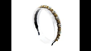 Haarreifen Haarreif Haarschmuck Haarband gold mit Strass und Perlen Bead Embroidery [upl. by Enifesoj387]