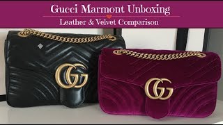 Gucci GG Marmont Matelassé Velvet Shoulder Bag Unboxing amp Comparison  Gucci Card Case [upl. by James]