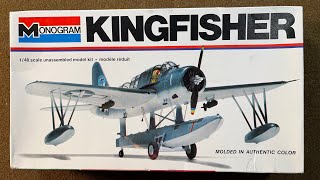 Monogram 1977 Vought OS2U Kingfisher Vintage Model Airplane Kit Unboxing and Review [upl. by Botnick]