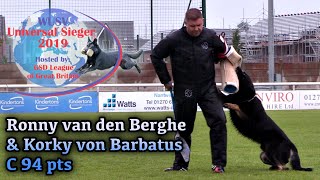 WUSV Universal Sieger 2019 World Championships Ronny van den Berghe amp Korky von Barbatus C 94 pts [upl. by Pettifer86]