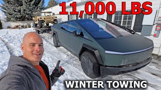 How far can the CYBERTRUCK tow 11000lbs in Freezing Weather [upl. by Arette]