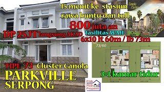 Rumah Serpong Parkville Tour Show unit Cluster Canola 3 kamar tidur tipe 7360 [upl. by Mair]