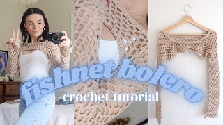 fishnet bolero shrug  crochet tutorial [upl. by Montanez]