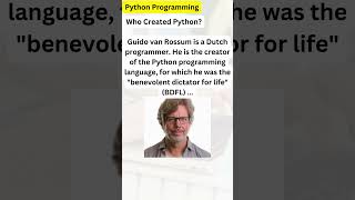 Python Programming Who is the creator of Python Programming Language [upl. by Pedro]