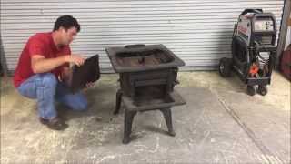 How to MIG Weld Cast Iron on a WoodBurning Cook Stove [upl. by Sucramej982]