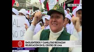 rechazo por el reordenamiento de emolienteros y canillitas en el centro de Lima [upl. by Elata702]