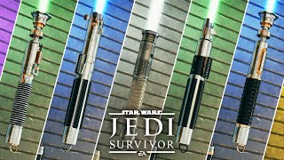 5 LEGENDARY LIGHTSABERS YOU NEED TO SEE in Star Wars Jedi Survivor Lightsaber Customization [upl. by Bartlett348]