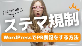 【ステマ規制対策】WordPressで具体的にPR表記をする方法アフィリエイト広告 [upl. by Ergener]