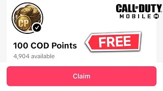 LEGIT FREE 100 COD POINTS FOR EVERYONE  COD MOBILE [upl. by Alyahsat51]