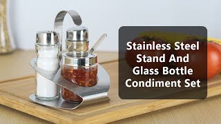 Factory Customised Stainless Steel Stand And Glass Bottle Condiment Set [upl. by Desiree]