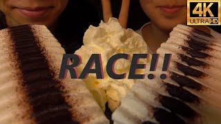 ASMR RACE Viennetta Ice Cream Cake No Talking Eating Sound 吃播먹방 4K [upl. by Naitsirt]