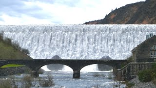 A short compilation of all 4 Elan Valley dams overflowing in full spate [upl. by Laurin709]