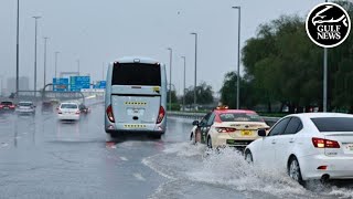 Weather in UAE Heavy rain and thunder hit Dubai [upl. by Dorri]