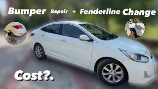 Verna Fluidic Bumper  Fender lining Repair  Full Detail  Price [upl. by Yole211]