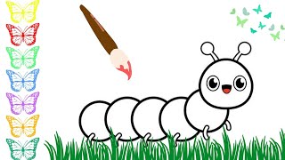 DRAWING CATERPILLAR HOW TO DRAW A CATERPILLAR  PAINTING AND COLORING FOR KIDS amp TODDLERS 20 DRAW [upl. by Arsi913]