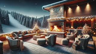 AmbienceCozy Christmas Ski Lodge Ambience Relaxing Jazz amp Snowfall [upl. by Ellehcan311]