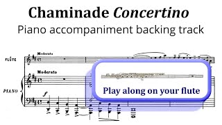 Chaminade Concertino Op107  Piano accompaniment  play along track for flute  music score [upl. by Runstadler659]