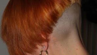 Blonde Red Hair girl headshaveCute and stunning womens half shaved short nape undercut haircuts [upl. by Kara-Lynn]