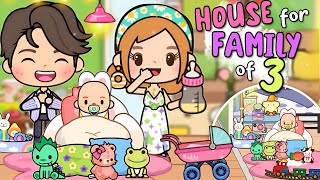 Miga World HOUSE DESIGN FOR FAMILY OF 3👨‍👩‍👧🏡🍉FAMILYCUTE HOUSE Miga town tocaboca [upl. by Herr]