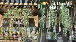 DIY🔨 Patio Chandelier Makeover 🌿  Blending Real Branches with Artificial Plants for a Natural Look [upl. by Way141]