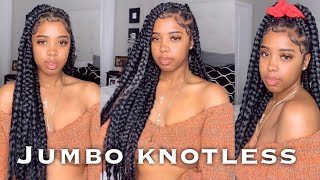 HOW TO  Jumbo Knotless Box Braids On YOURSELF [upl. by Anrim102]