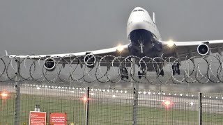 Boeing 747 Takes Off Sideways In Dramatic Crosswind [upl. by Aicilav]