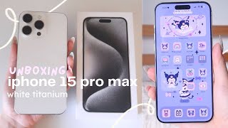 iphone 15 pro max white titanium 512 gb unboxing ☁️ iOS 17 camera test amp more [upl. by Aenad]