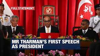 FULL Mr Tharman Shanmugaratnam’s first speech as Singapore president [upl. by Geddes]