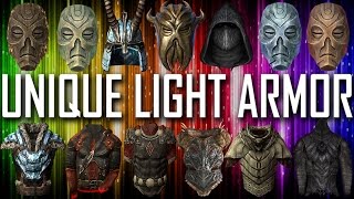 Skyrim  All Unique Light Armor Pieces amp Sets [upl. by Nrehtac543]