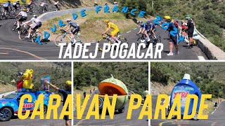 Tour de France 2024 Stage 20 Col de Braus Caravan parade and Tadej Pogačar w riders [upl. by Cressi592]