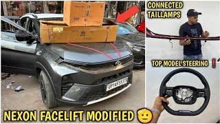 2023 TATA NEXON FACELIFT Modified Base to Top ✅ CONNECTED TAIL LIGHT  FOG LAMPS  Seat Cover 🔥 [upl. by Ahseinar]