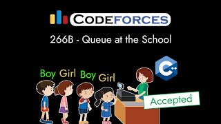 Codeforces 266B  Queue at the School  Detailed C Solution  TheCoDeveloper [upl. by Dlorej]