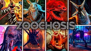 Zoochosis  ALL Monster Animals amp Bosses Jumpscares 4K 60FPS Showcase [upl. by Draillih]