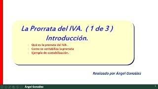 Prorrata del Iva Introducción 1 de 3 [upl. by Cairns]