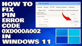 How To Fix PIN Error Code 0XD000A002 in Windows 11 Solution [upl. by Ytsud]