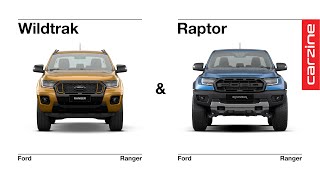 Ford Ranger Wildtrak amp Raptor sidebyside visual comparison  specs MY 20212022 [upl. by Necaj]