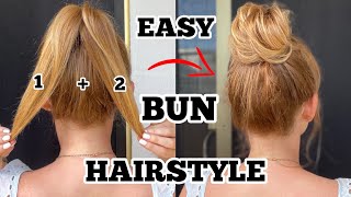 Very Easy 2Min Messy Bun Hairstyle  For Thin Hair  Hair Hack [upl. by Ecyaj]