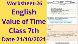 Worksheet 26 English class 7 211021  English class 7  English worksheet 26 [upl. by Nosemaj827]