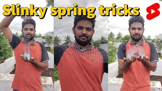 Slinky Spring tricks 😱  Scientific spring  share with your friends shorts [upl. by Aikimat]