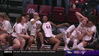 Stanford HILARIOUS Bench Reaction To Belibis Slam Dunk In 1st Round NCAAW Tournament MarchMadness [upl. by Acul]