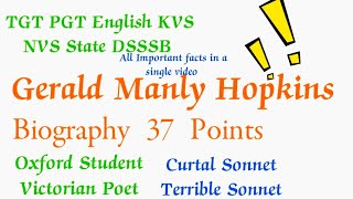 G M Hopkins Biography  Major Victorian Writer TGT PGT English Preparation🪜🪜🌞🌞🧲🧲🍎🍏🔺💛💛 [upl. by Uhthna]