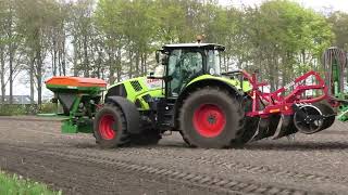 ZOMERGERST ZAAIEN MET EEN CLAAS AXION 810 EVERS GARRON AMAZONE [upl. by Carlo]